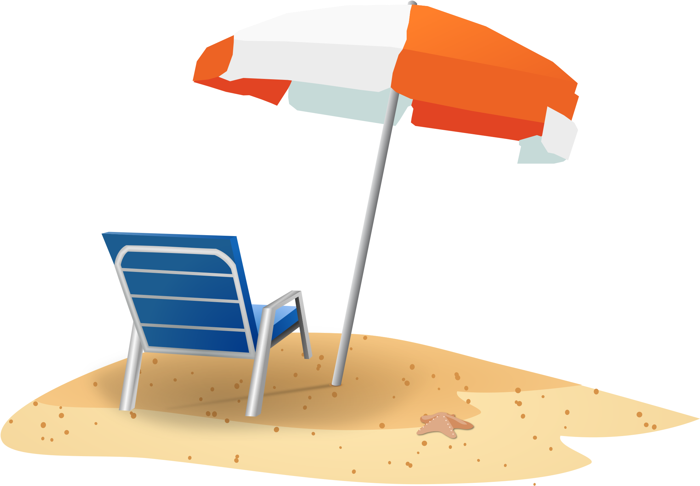 Clipart - Beach Chair And Umbrella Clipart (2400x1721)