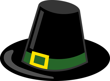 Pilgrim Hat Black Thanksgiving Hat Thanksg - Pilgrim Hat Png (461x340)