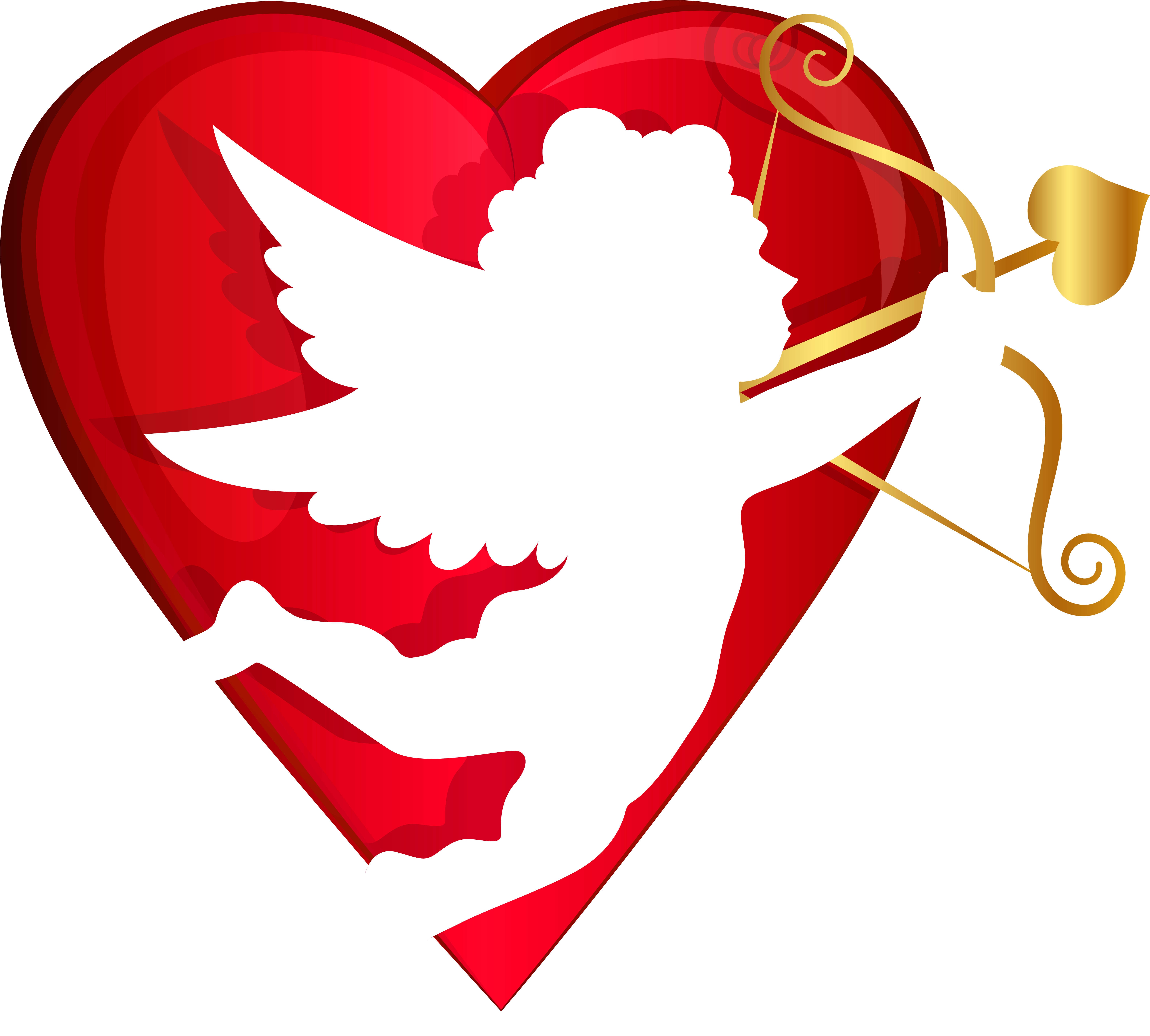 Red Heart Clipart With No Background - Valentines Day Cupid Png (6276x5654)