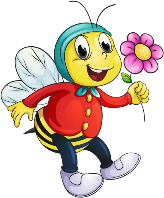 Bee Clipart - Bees Cartoon Images And Flowers (600x706)