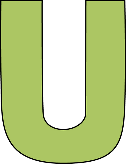 Green Letter U - U Clip Art (422x550)