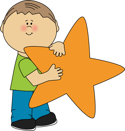 Star Clip Art An Orange Image Little Boy Holding - Kid Star Clipart (475x500)
