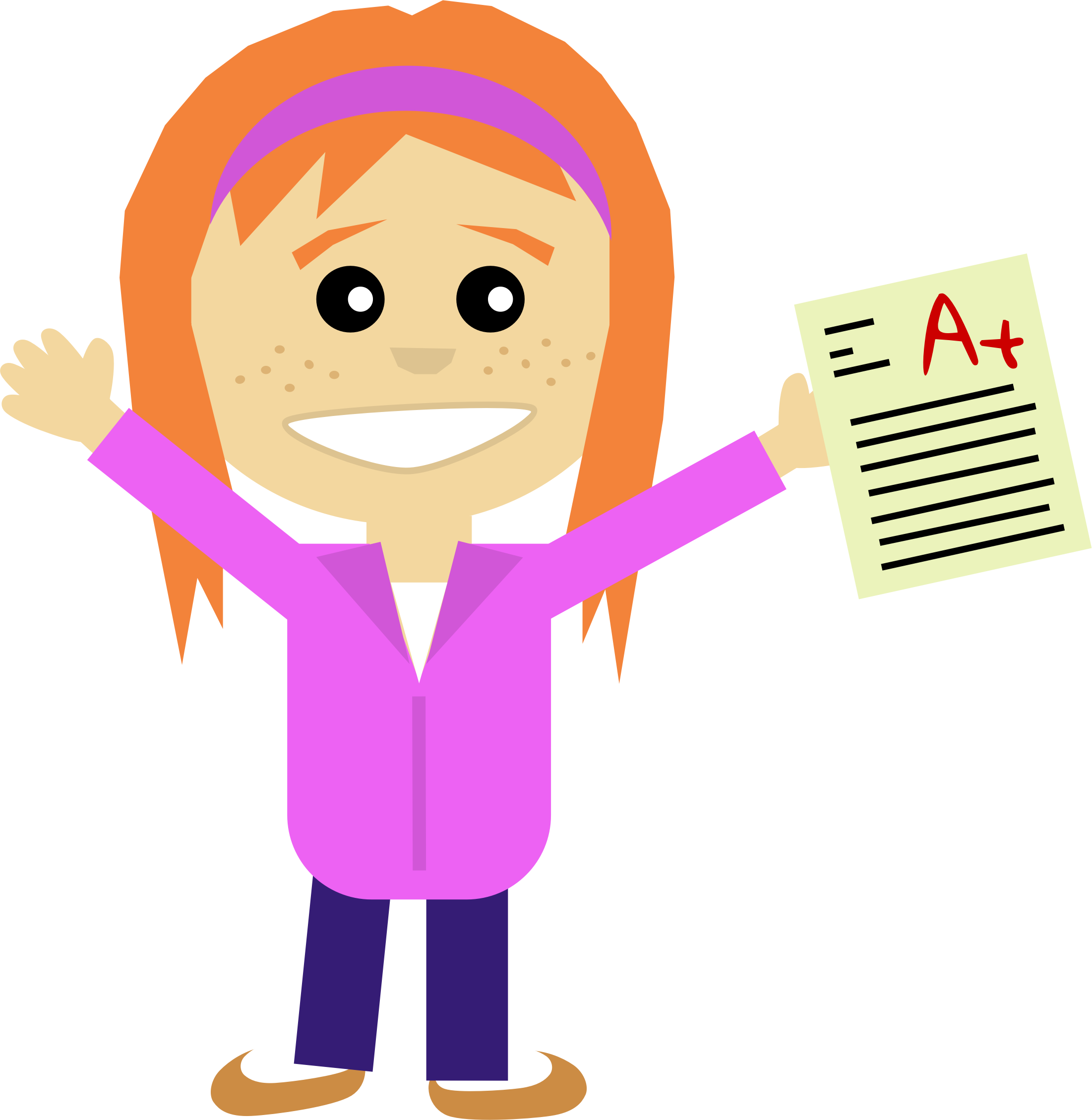 Happy Girl Student Clipart - Happy Student Clipart (2202x2259)