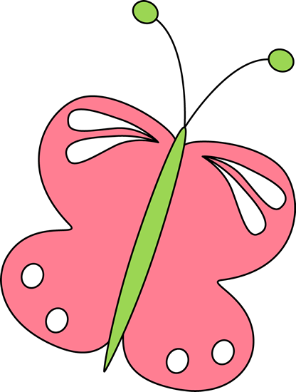 Pink Butterfly - Spring Clip Art Butterfly (416x550)