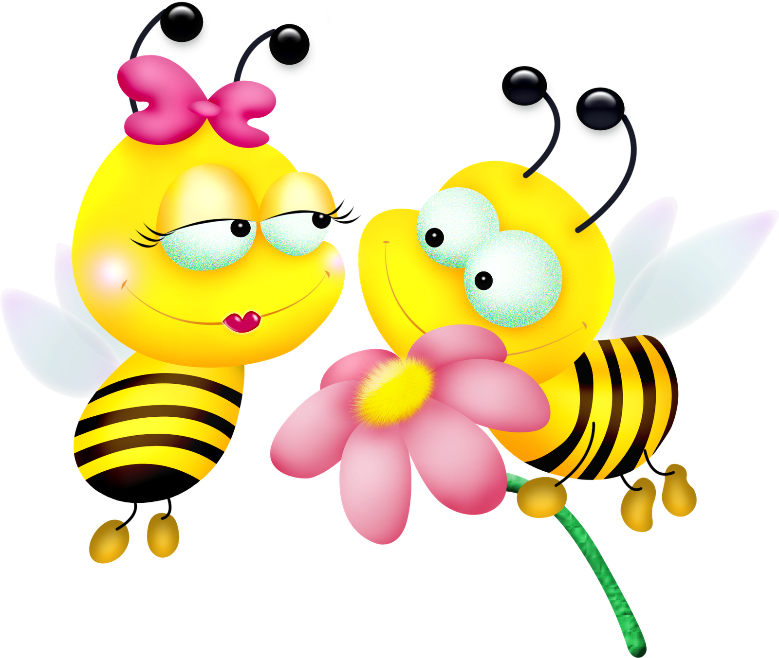 Yellow Bumble Bees Boy And Girl Clip Art - 2 Bee Clipart (1600x1353)