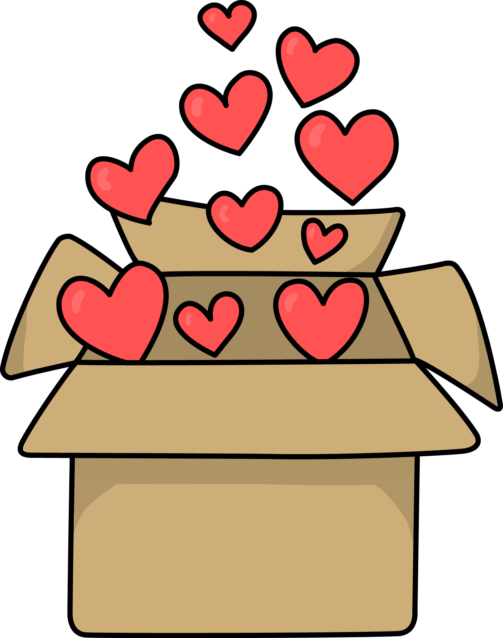 Image For Free Box With Hearts Clip Art - Dog (1619x2054)