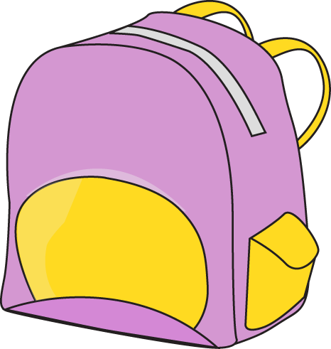 Purple Backpack - Clipart School Supplies (466x491)