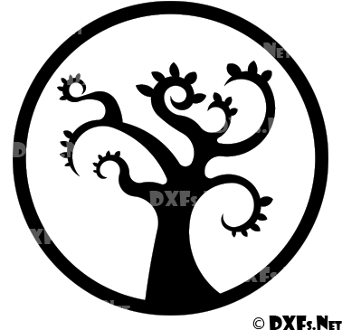 Modern Retro Tree Silhouette Dxf File For Cnc Cutting - Dxf Download Free (400x400)