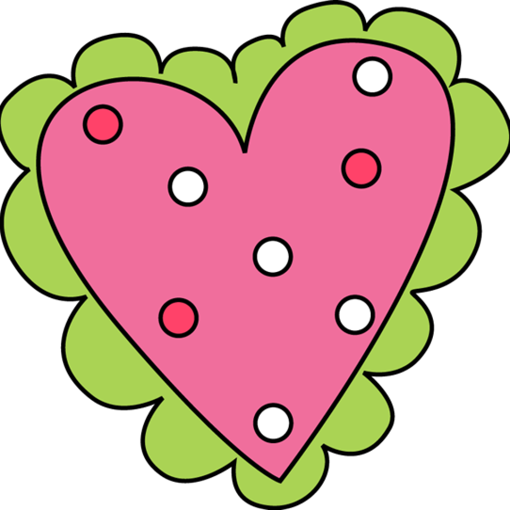 Pink And Green Valentine's Day Heart Clip Art - Valentine Clip Art (1024x1024)