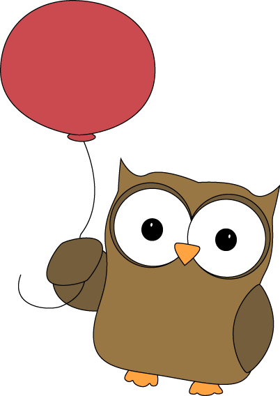 Owl Carried Away By Balloon - Owl Clipart (402x568)