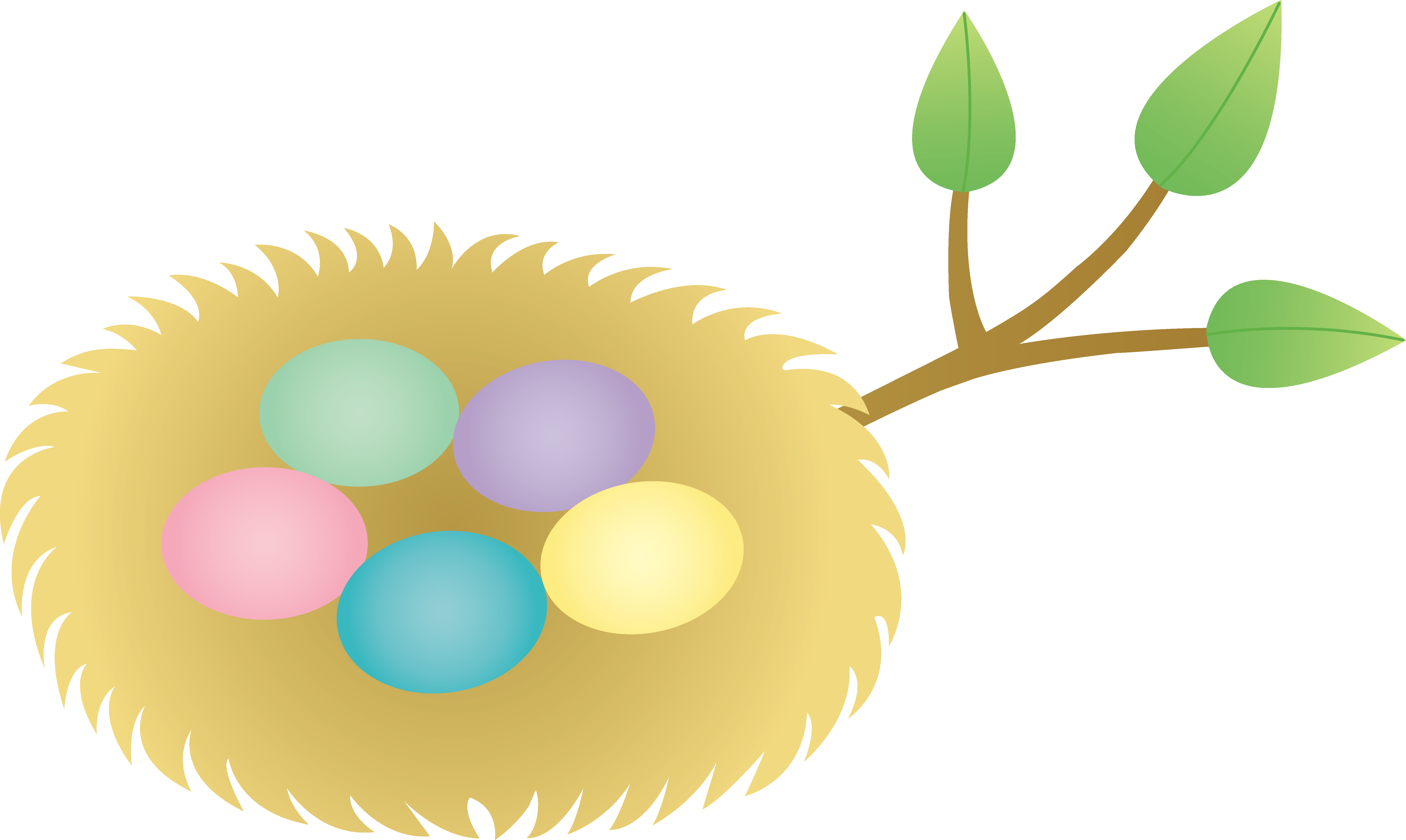 Easter Nest With Colorful Eggs - Cartoon Nest With Eggs (6408x3828)