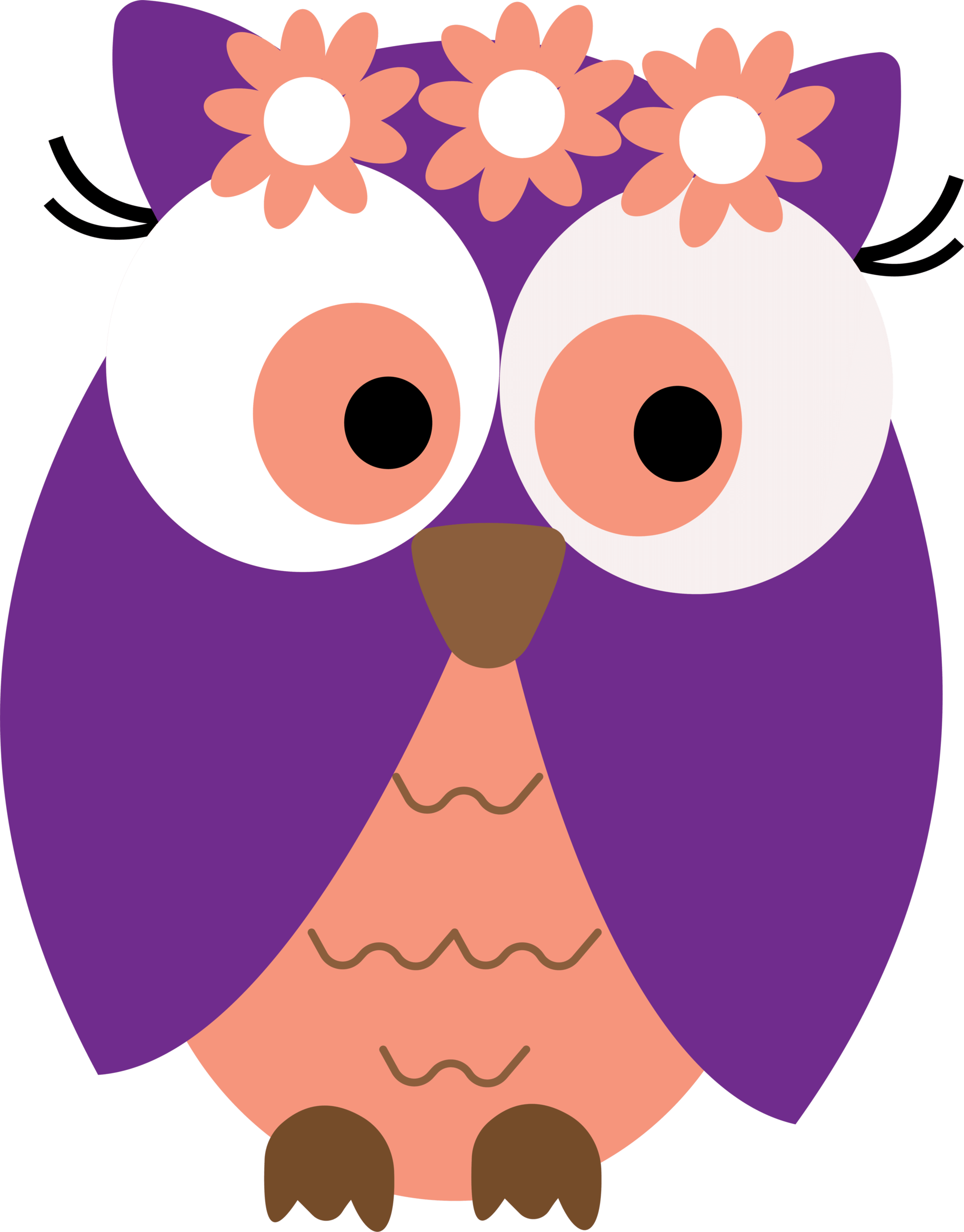 Ch B *✿* Graduation Owls Owl Card Clipart Free Clip - Flower Owl Clipart (2146x2744)