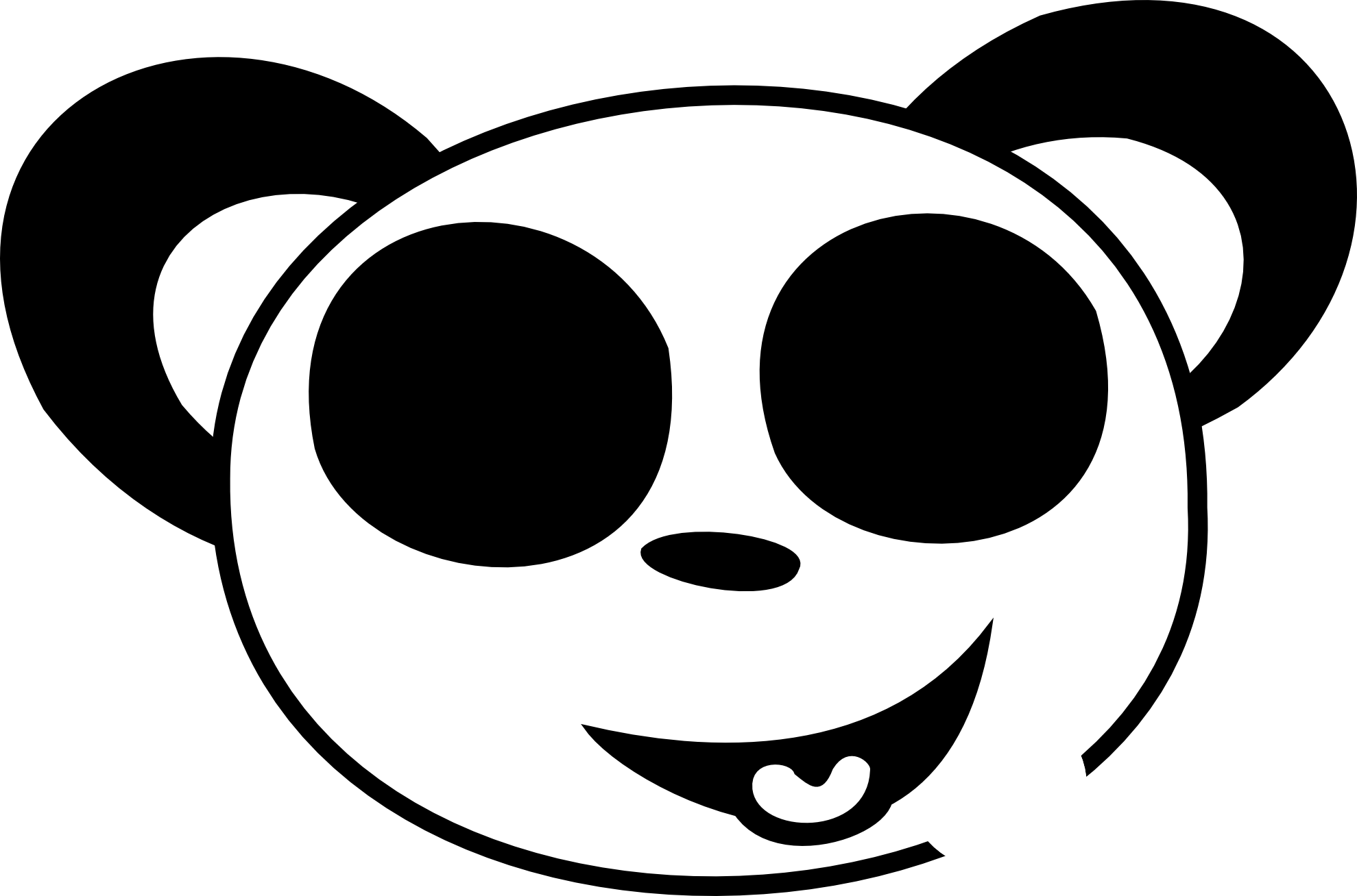 Smiley Face Clip Art Black And White - Panda Black And White Face (1979x1308)