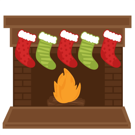Christmas Fireplace Stockings Svg Scrapbook Shapes - Fireplace With Stockings Clipart (432x432)