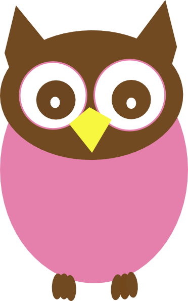 Owl Clip Art Pink - Pink And Brown Owl (372x595)