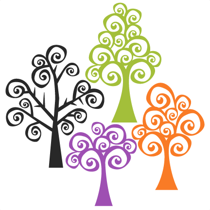 Halloween Tree Set Svg Scrapbook Title Svg Cutting - Cricut (432x432)