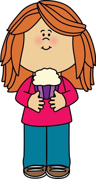 Girl Holding A Cupcake - Mycutegraphics Girl (321x600)