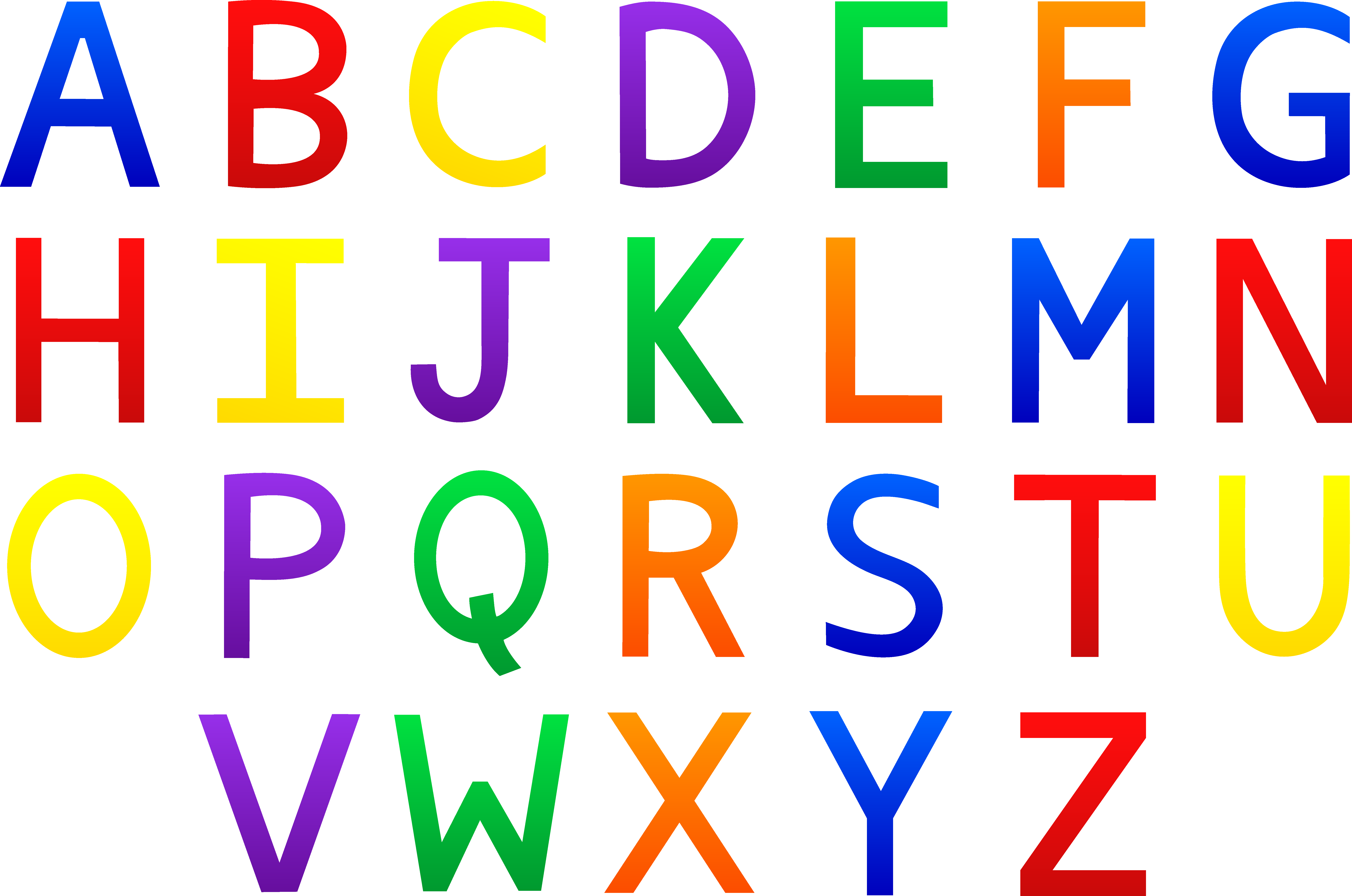Alphabet Clipart For Kids - Many Letters In Alphabet (7810x5176)