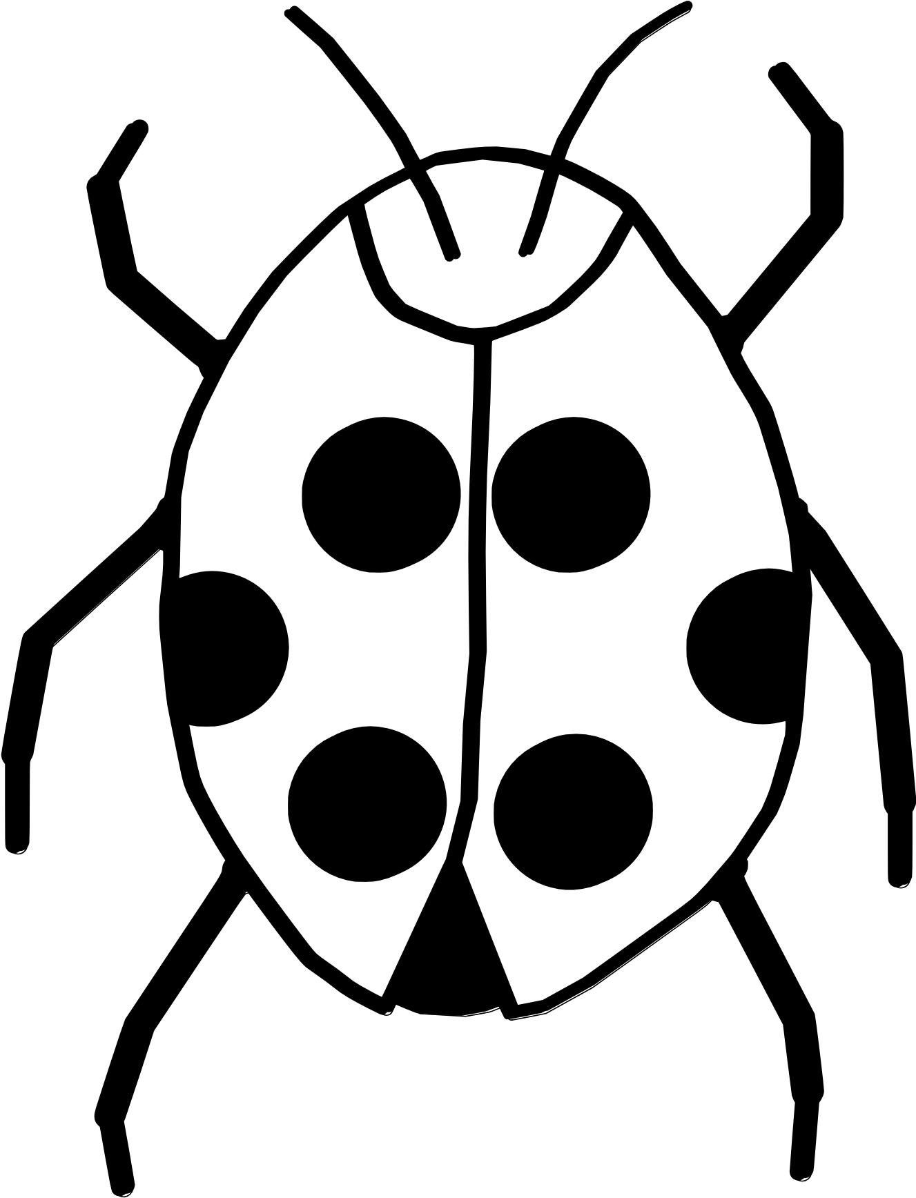 Images For Ladybug Clip Art Black And White - Clipart Of Bug Black And White (1331x1743)
