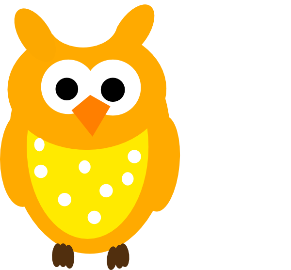 Orange Owl And Dots Clip Art At Clker - Baby Owl Clip Art (600x557)