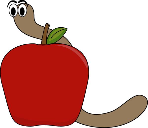 Apple And Worm - Worm In Apple Clip Art (600x519)