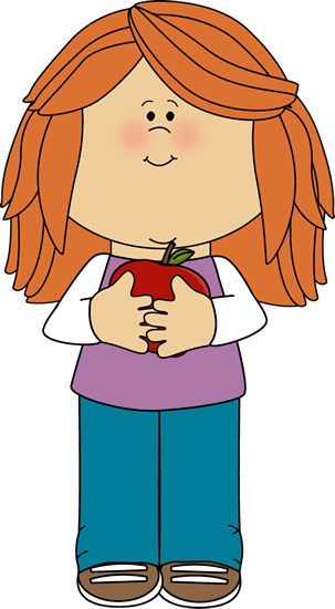 Girl Holding An Apple - Girl Playing With Doll Clipart (303x550)