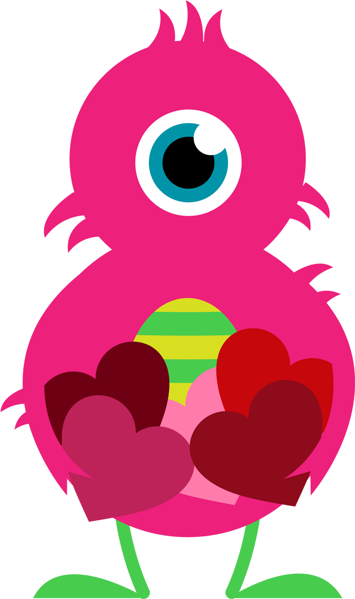 Clipart Valentine Valentine Clip Art For Kids - Yellow Pink And Purple (773x1200)