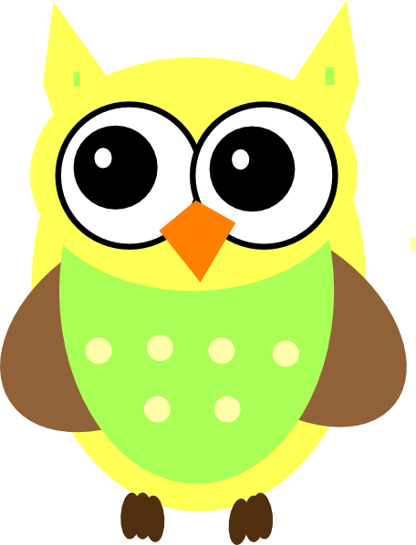 Cute Baby Owl Clipart Yellow Clip Art At Clker Com - Green And Yellow Owl (456x598)