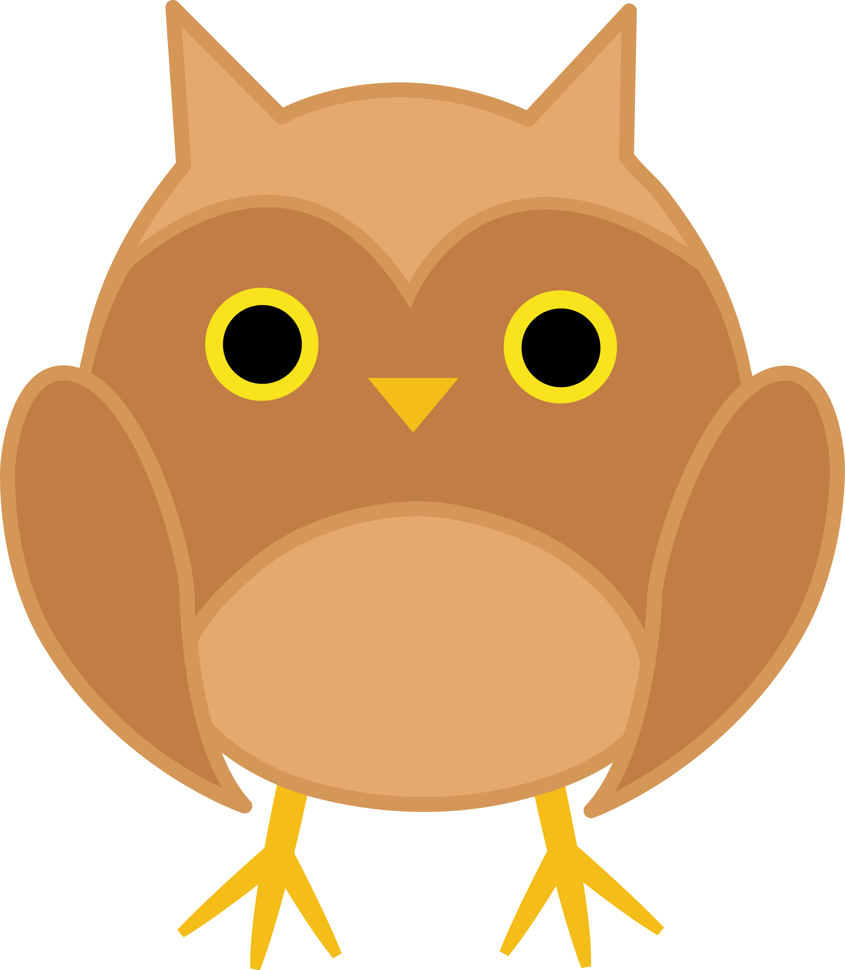 Cute Brown Owl Clipart - Kawaii Cute Owl (2810x3228)