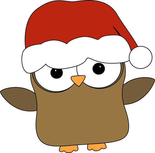 Clipart Christmas Owls Owl Clip Art Clip Art Christmas - Owl With Santa Hat (500x491)