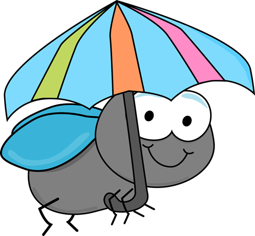 Fly And Umbrella - Bee With Umbrella Clipart (500x463)