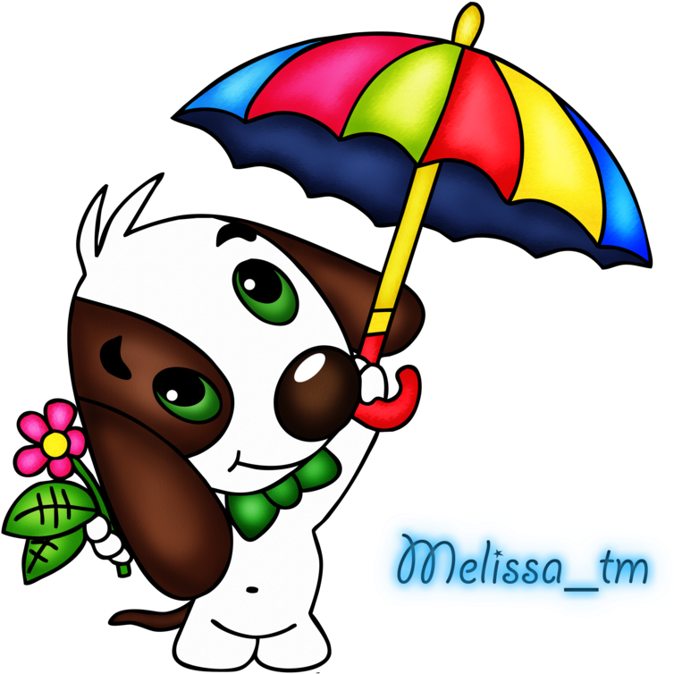 Cute Dog With Umbrella Png By Melissa-tm - We Are Family (800x892)