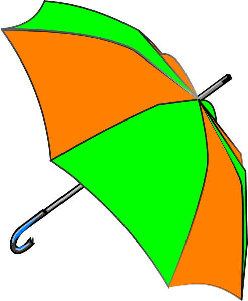 Umbrella Green And Orange Clip Art - Green And Orange Umbrella (492x597)