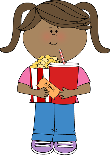 Girl Going To Movies - Trash Helper Clipart (384x540)