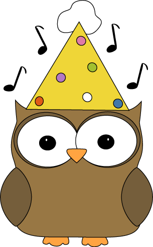 Musical Party Owl - Owl With Party Hat (305x491)