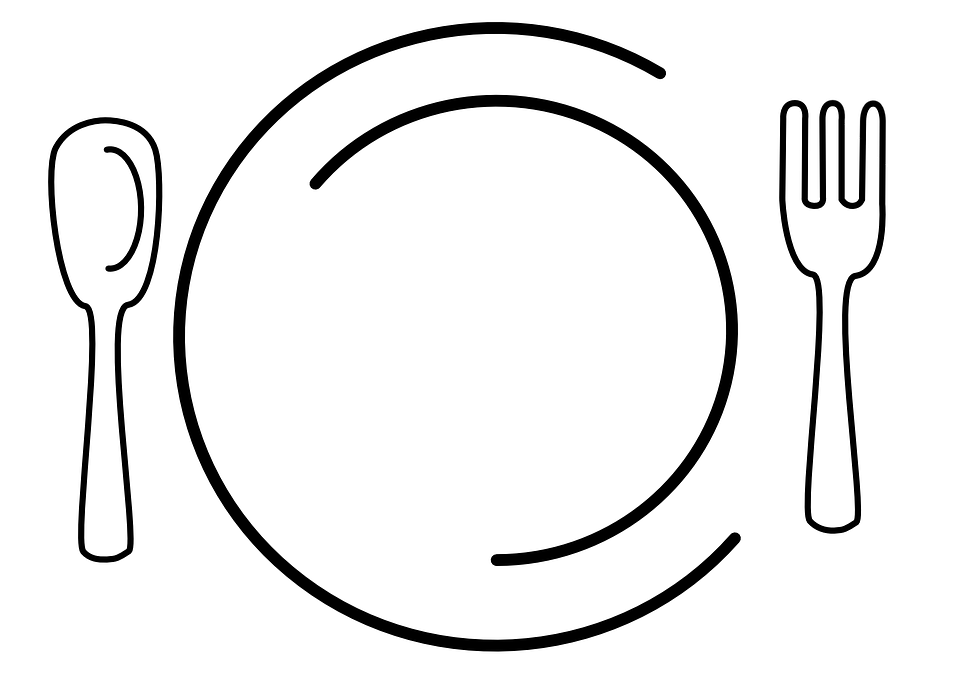 Fork And Knife Plate Clipart (960x690)