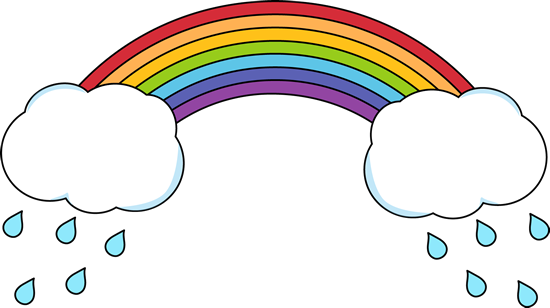 Rain Cloud Clipart Clipartion - Rainbow And Rain Clipart (550x308)