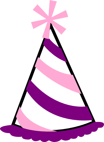 Pink And Purple Party Hat Clip Art - Purple Party Hat Clipart (438x594)