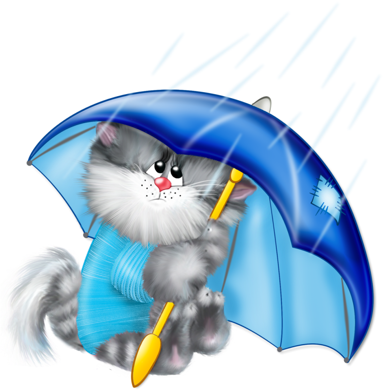 Cat With Umbrella Png Free Clipart - Miss You Illustrations Inages (790x800)