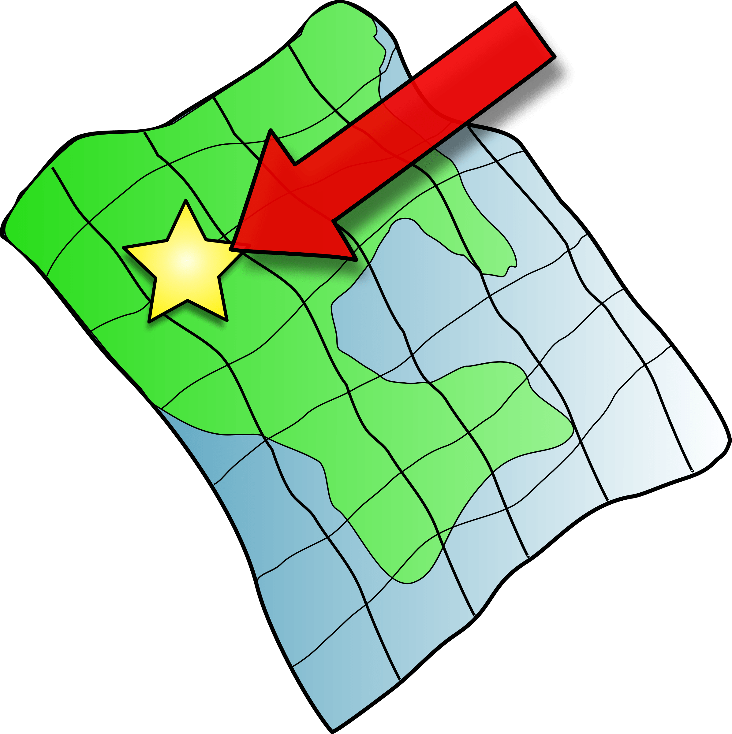 Map Clip Art - Arrow Pointing To A Map (640x642)