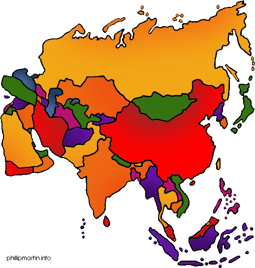 Asia Map - Vegetation Belts Of Asia (558x576)