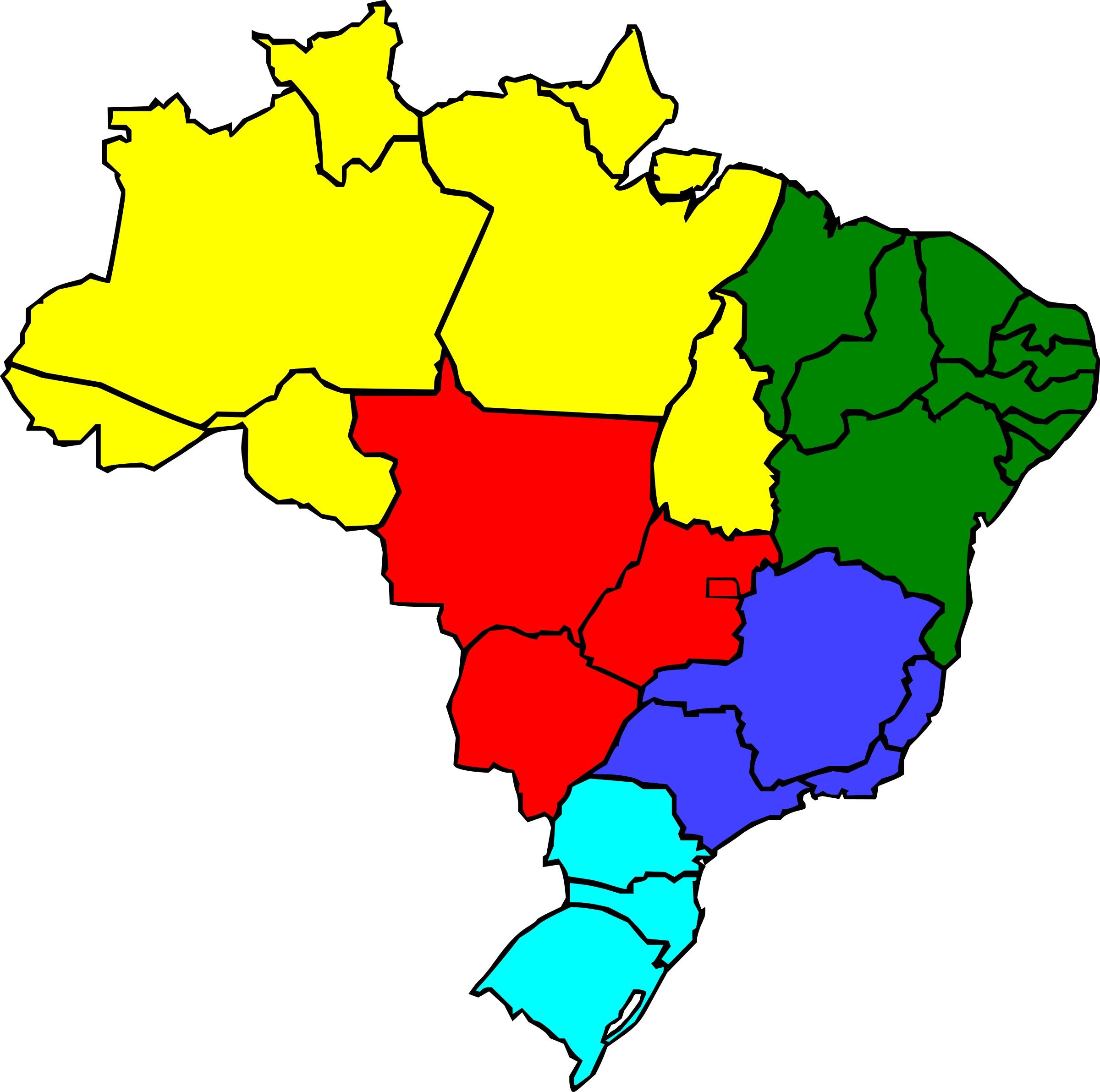 Region Clip Art Download - Brazil Map Color (2400x2383)