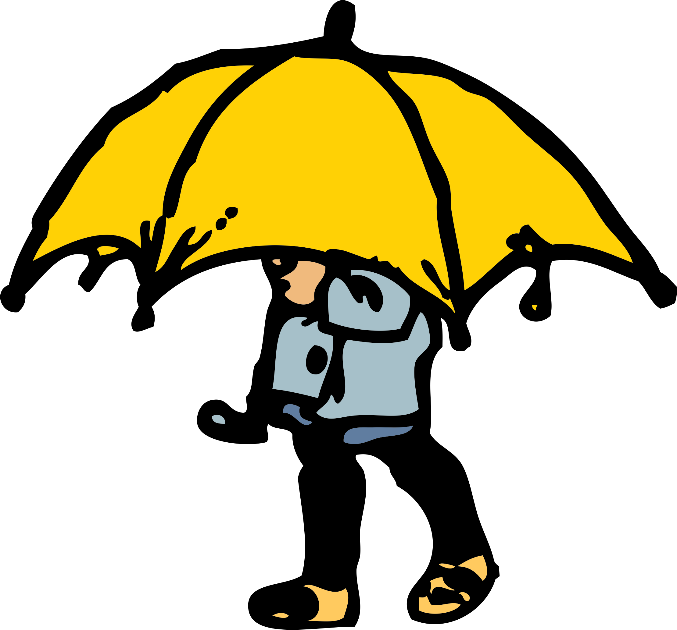 Clipart Little Boy Big Umbrella - Boy With Umbrella Cartoon (2220x2068)