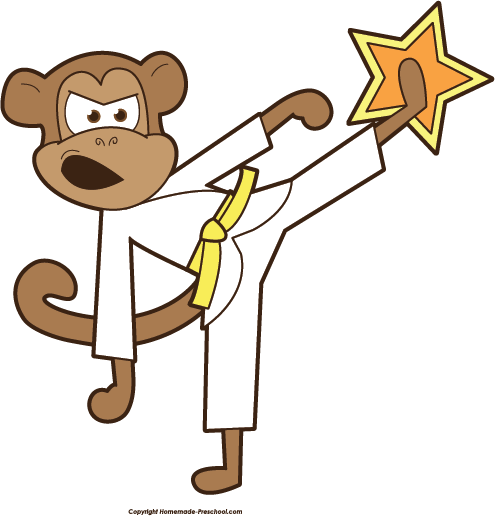 Monkey Karate Clipart (495x516)