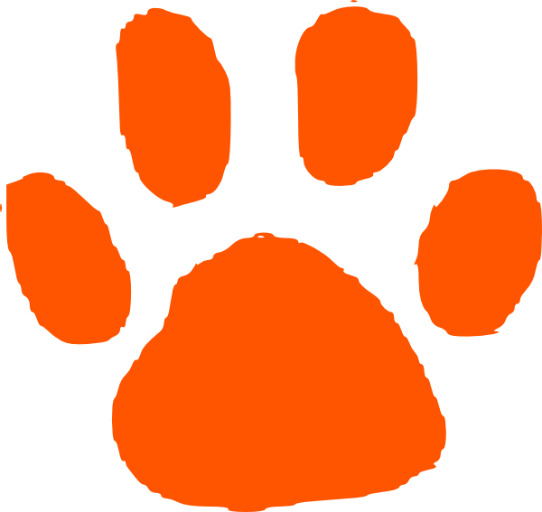 Orange Tiger Paw Print Clip Art Dark Orange Paw Print - Orange Paw Print Clipart (600x567)