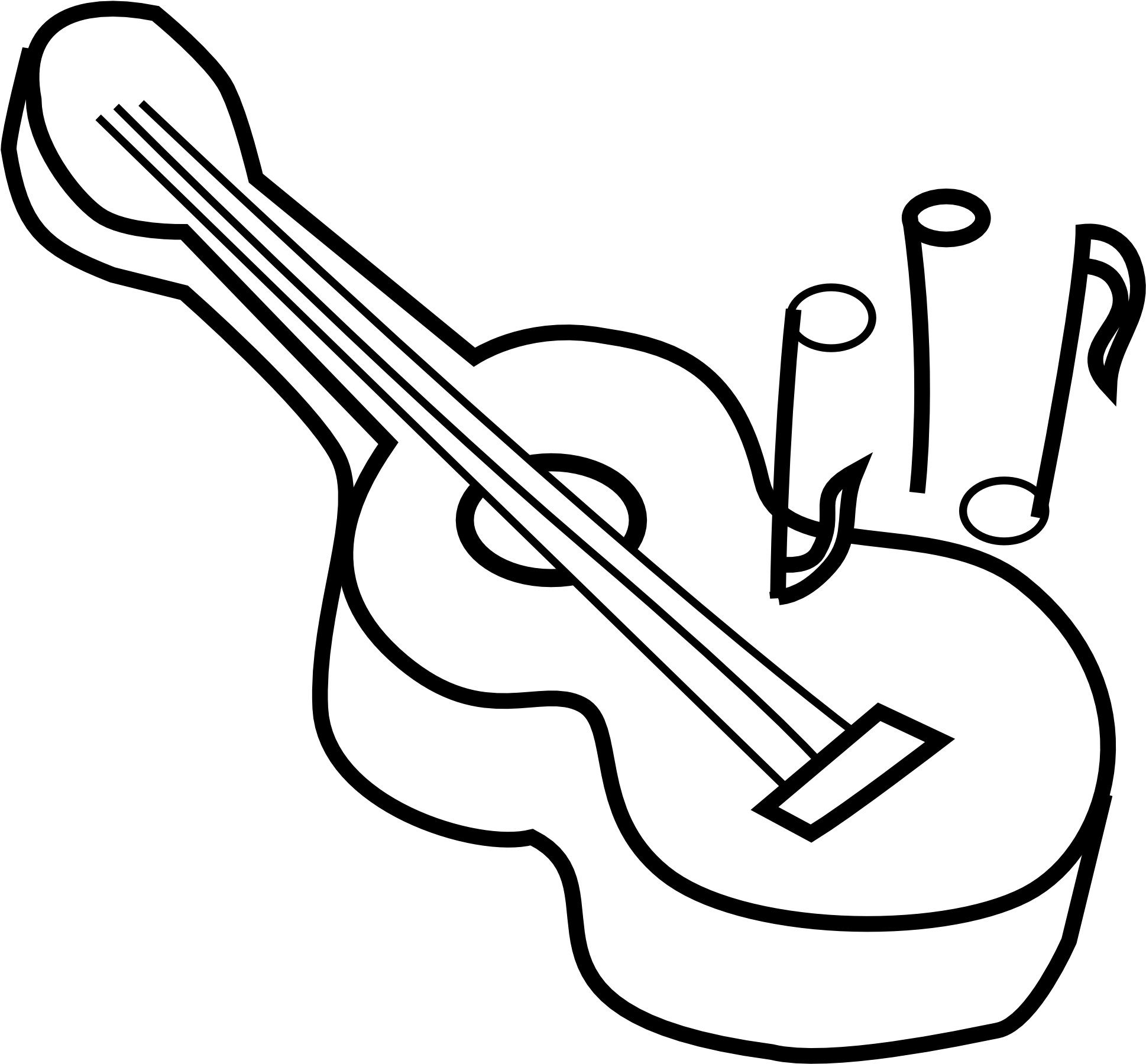 Black And White Guitar Free Download Clip Art Clipart - Guitar Clipart Black And White (1979x2799)