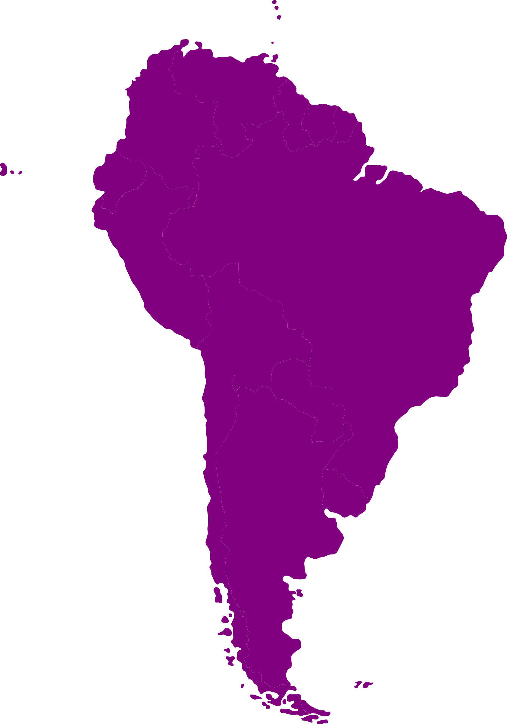 South American Continent By @iyo, Continental Map Of - South America Continent Outline (1683x2400)