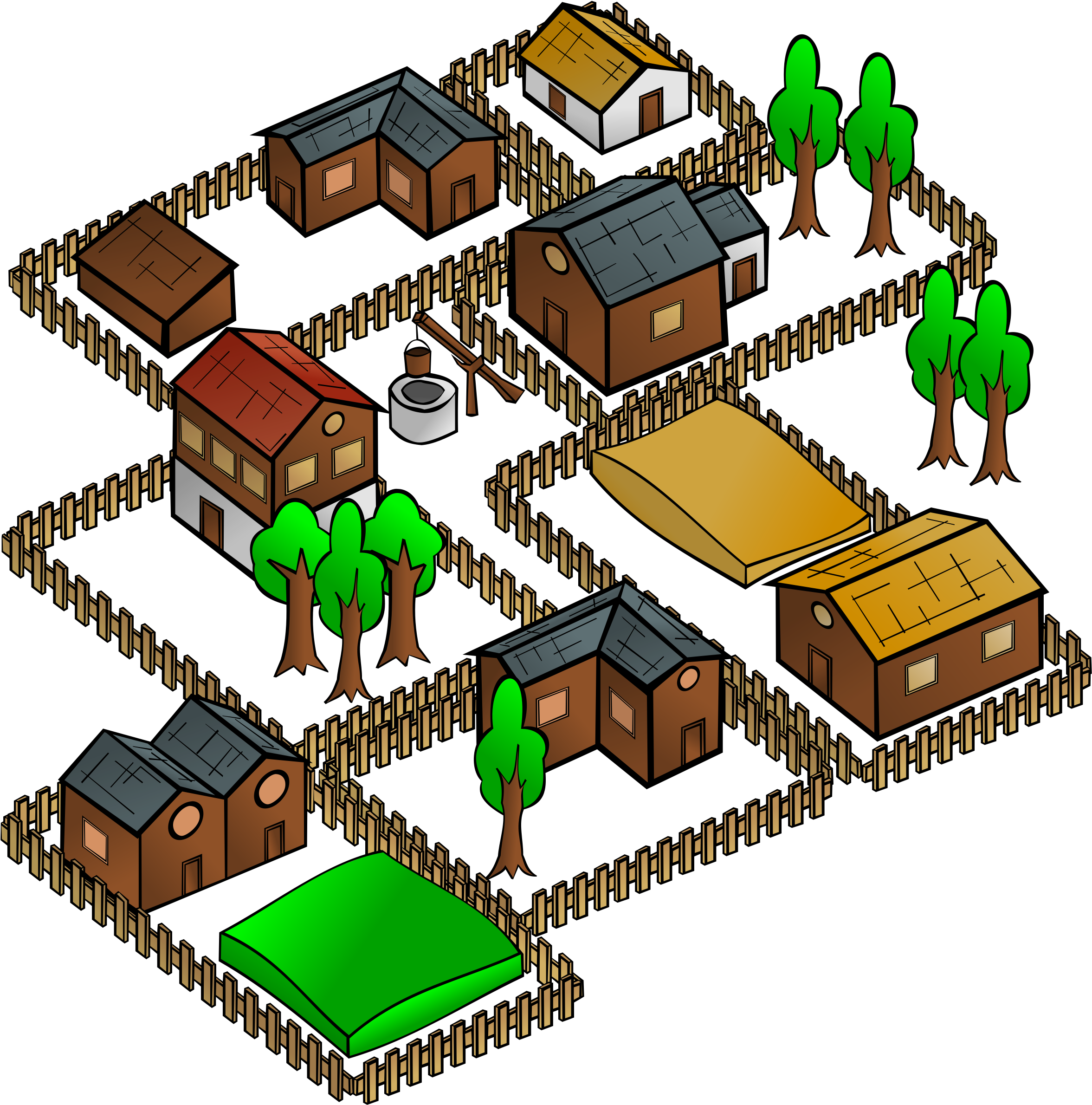 Map Symbols - Village Clipart (2400x2400)