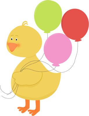 Duck With Balloons - Animal Holding Balloon Clipart (306x400)