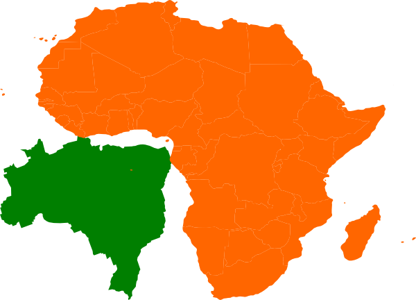 Africa Brazil Map Clip Art At Clker - Brazil And Africa Map (600x432)